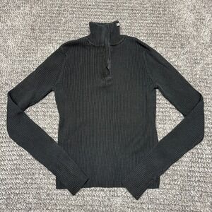 Polo Jeans Co Ralph Lauren Womens Quarter Zip Sweater M Black Ribbed Knit Cotton